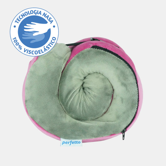 Neck Roll Visco Plush Cor Rosa/Grafite
