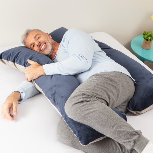 Travesseiro Agarradinho Corporal Plush Cor Azul Marinho/Grafite