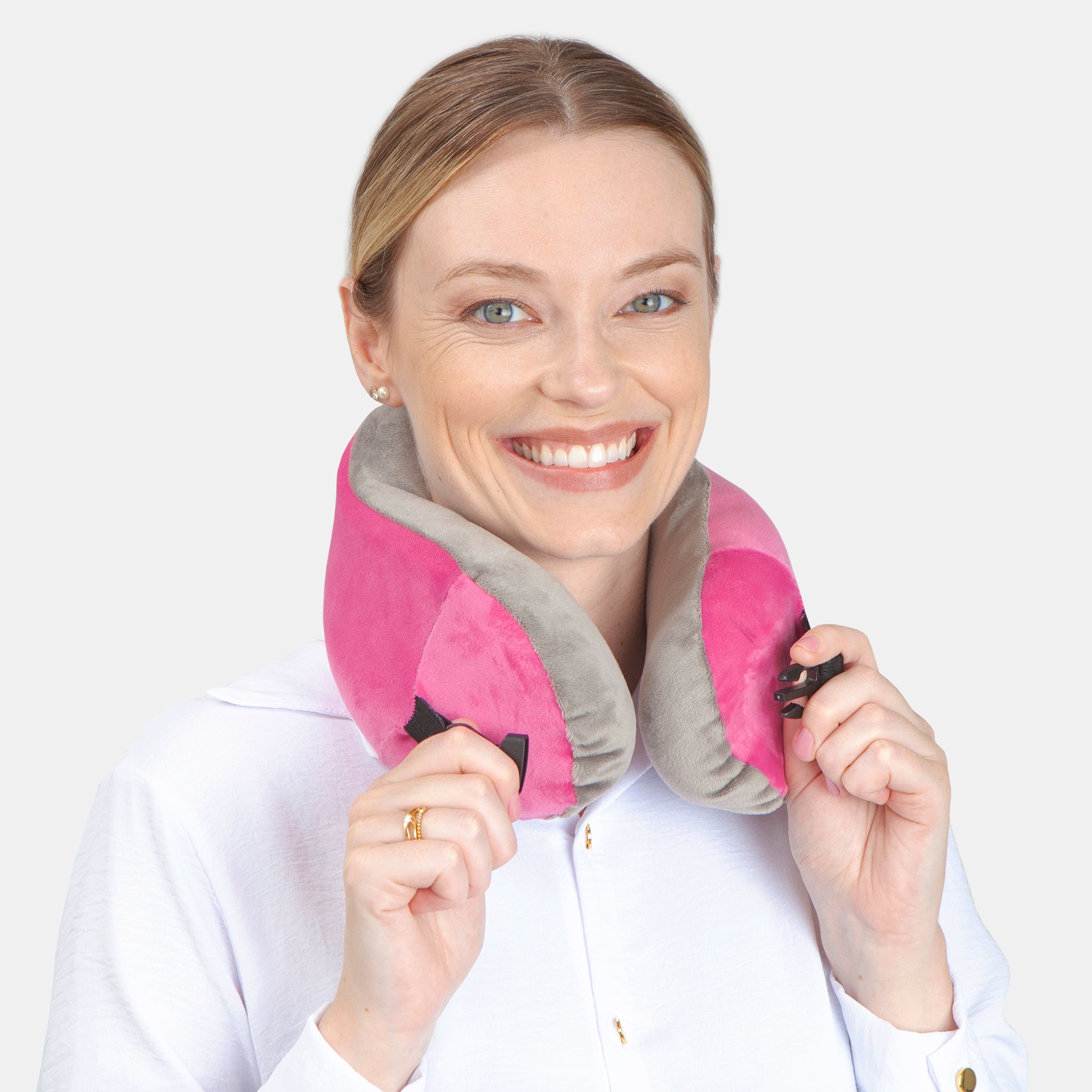 Neck Roll Visco Plush Cor Rosa/Grafite