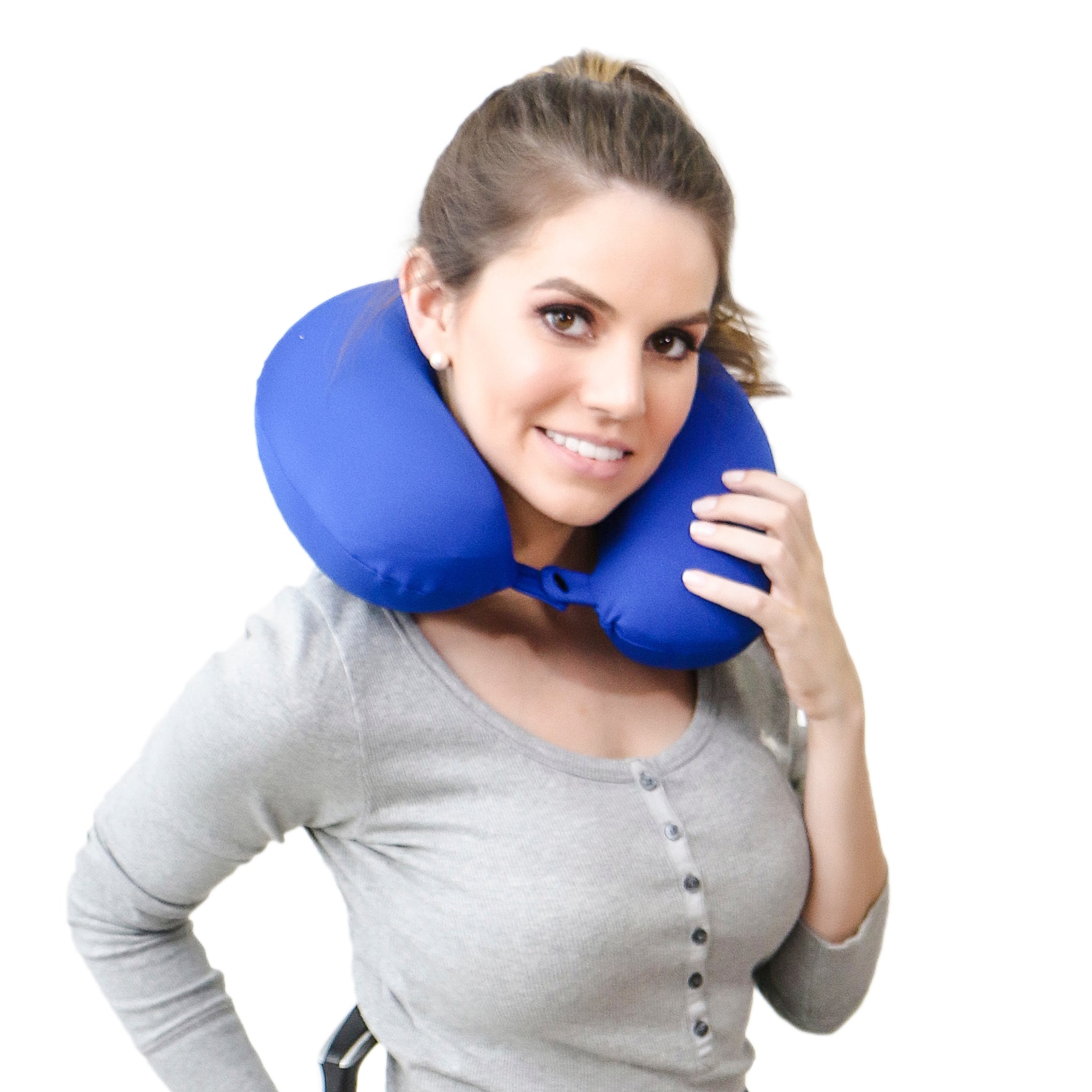 Neck Pillow Cor Azul Royal Visco