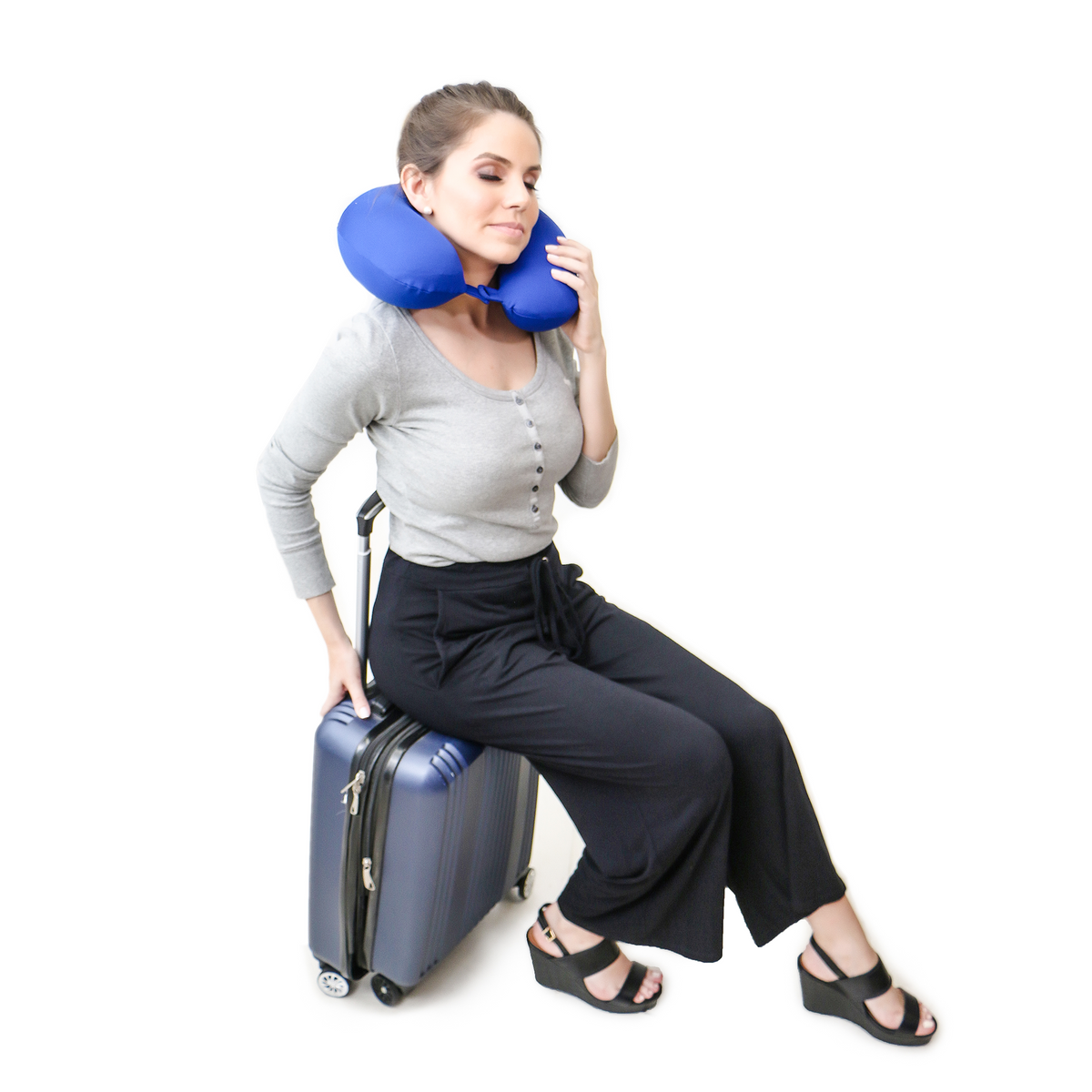 Neck Pillow Cor Azul Royal Visco - foto 4