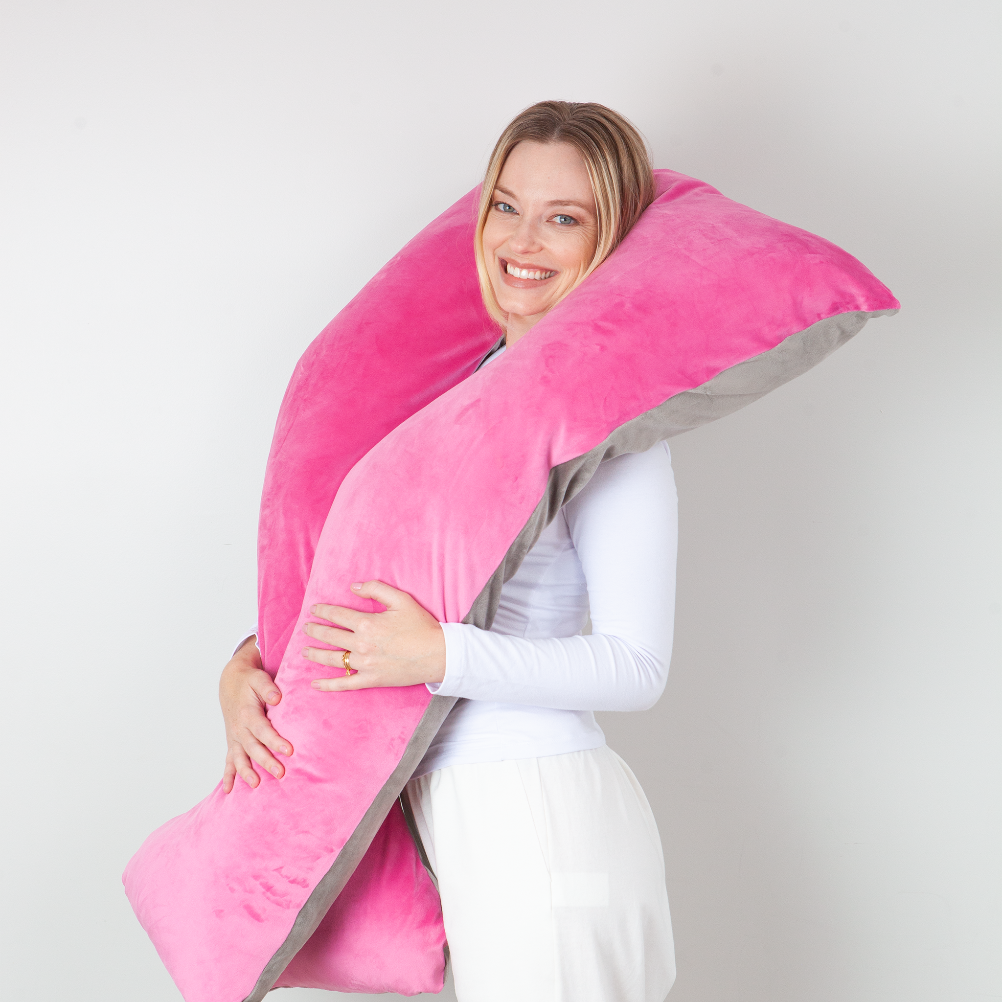 Travesseiro Agarradinho Corporal Plush Cor Rosa/Grafite